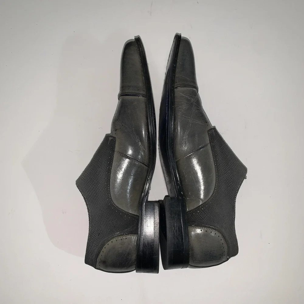 Giovanni Shoes Mens Size 10 Gray Leather Monk Strap Square Toe Dress Handmade
